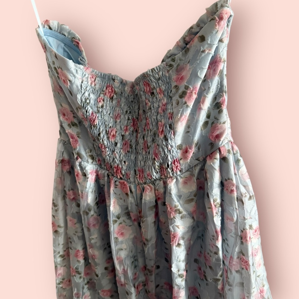 Altar'd State Powder Blue Midi Dress with Pink Floral Print - Picture 6 of 8